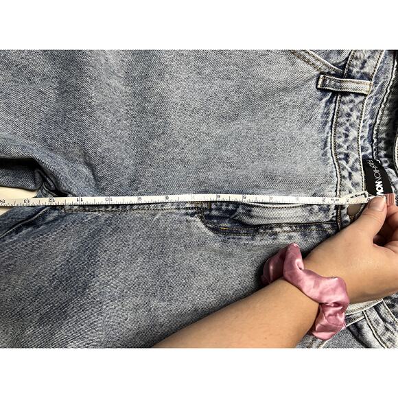 Fashion Nova 1980 Inspired Acid Wash Baggy Jeans with Cut out Waist Band Size 13 - Picture 9 of 9